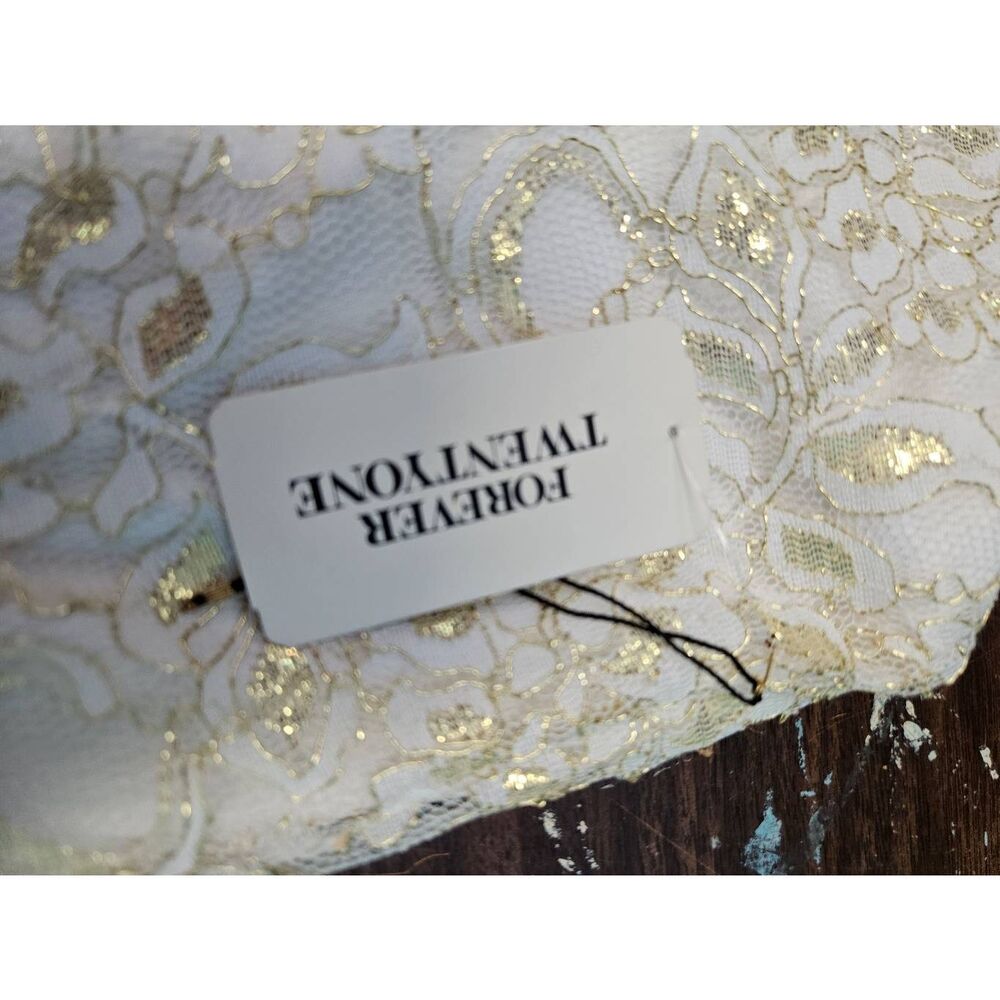 Forever 21 Cream and Gold Lace Strapless Mini Dress Womens Small NEW TAGS - Picture 5 of 9